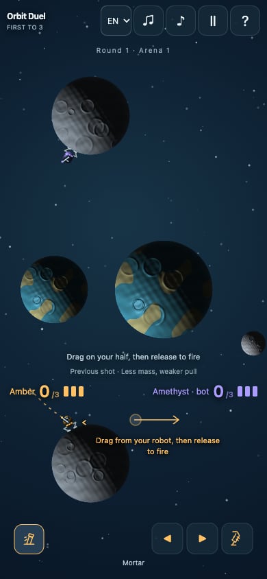 Orbit Duel: перший постріл — жест показує, як потягнути від робота й вистрілити